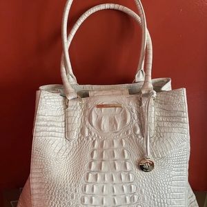 Brahmin Pearl White & Beige Crocodile Large Purse